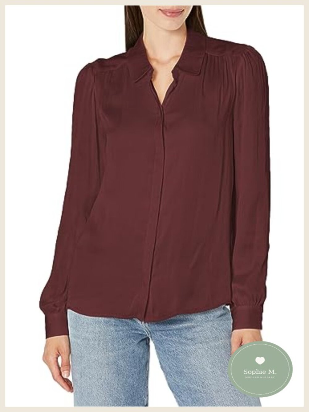 PAIGE Womens Maryanne Collared Long Sleeve Blouse Aubergine